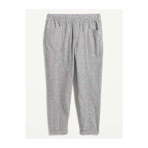 High-Waisted Striped Cropped Linen-Blend Tapered Pants for Women